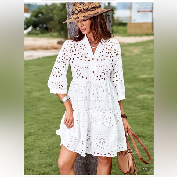 SHEIN Dresses & Skirts - White Eyelet Dress EUC Shein